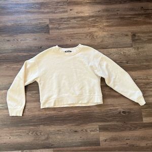 Neutral Cropped Crewneck Sweater